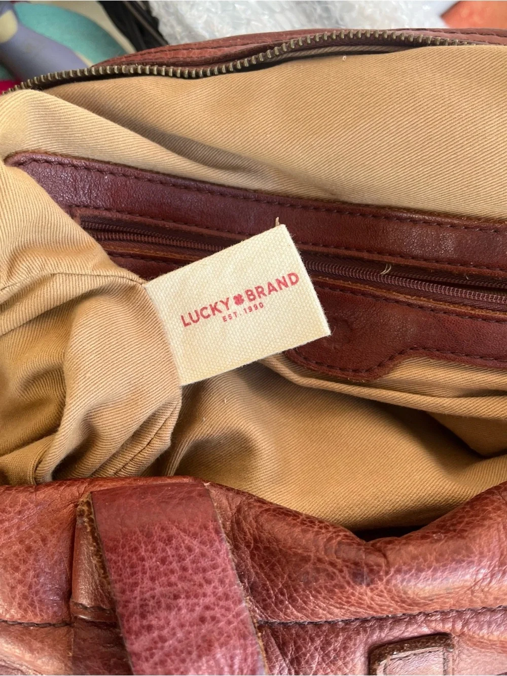 Vintage Lucky Brand Brown Leather Satchel Purse